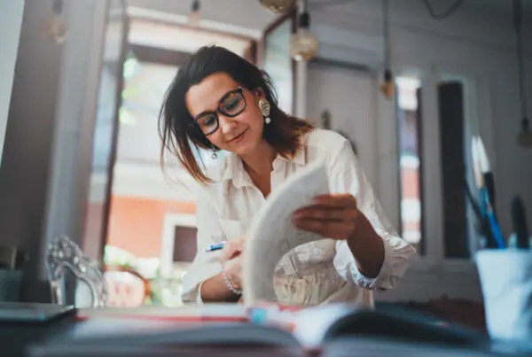 Young Cheerful Confident Woman Designer Works Freelance at Proje