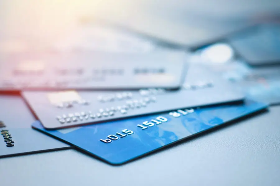 Several credit or debit bank cards