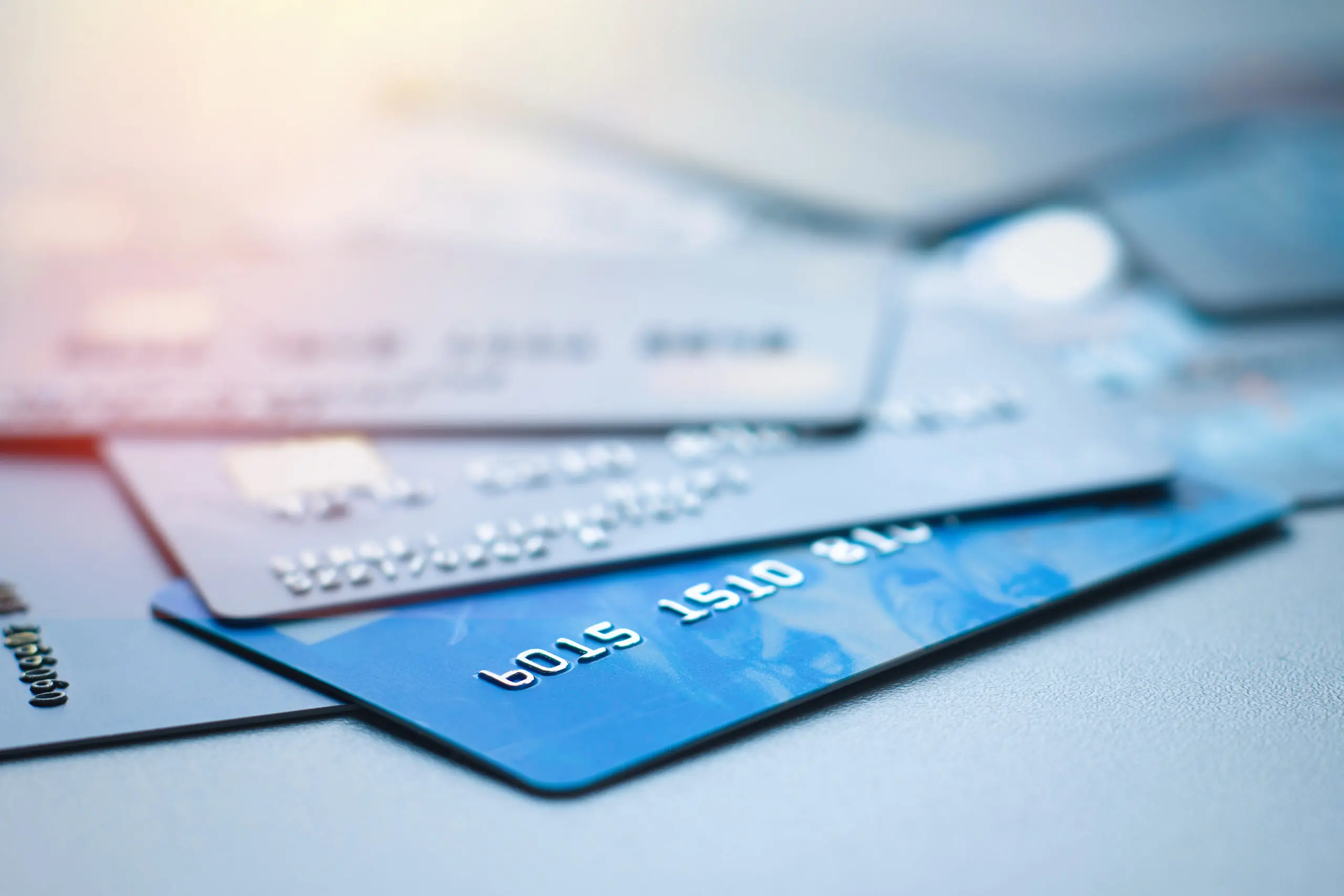 Several credit or debit bank cards