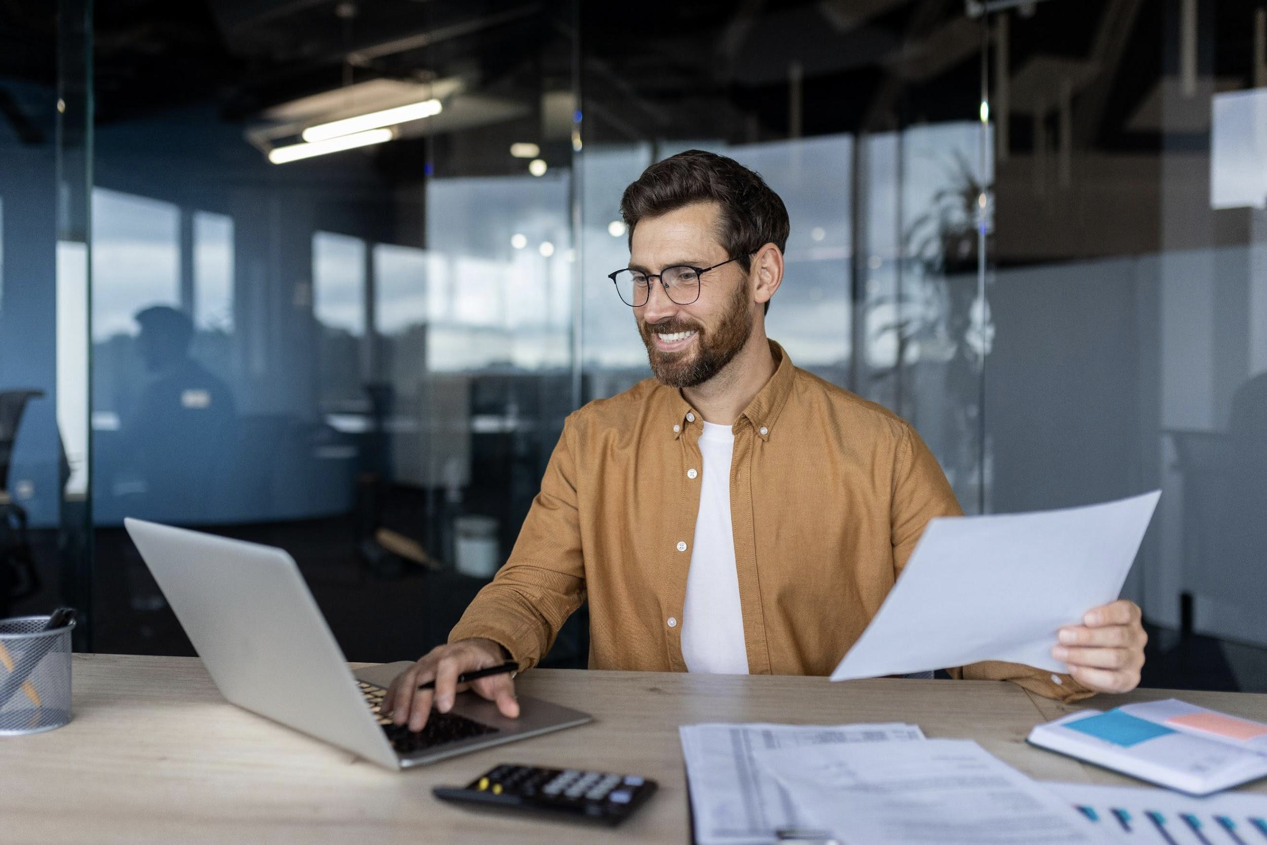 man on computer